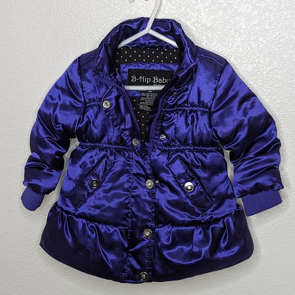 Me Jane "B-Hip Baby" Puffer Zip-Up/Snap Purple Coat (18m) - Picture 1 of 4